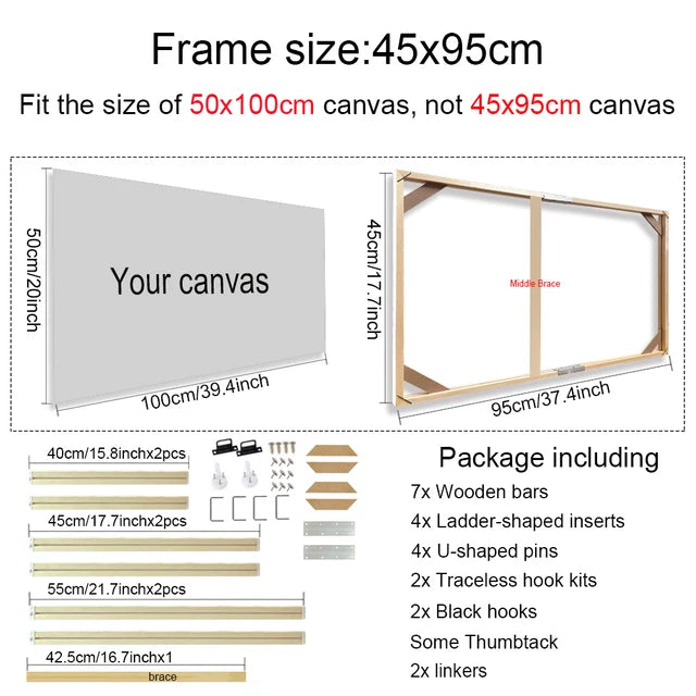 Fifth Avenue Wooden Frames for Canvas Art - Various Sizes -30x40 40x50 60x90cm