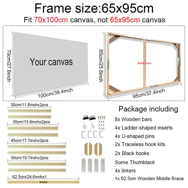 Fifth Avenue Wooden Frames for Canvas Art - Various Sizes -30x40 40x50 60x90cm