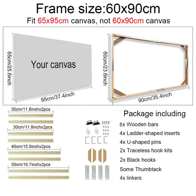 Fifth Avenue Wooden Frames for Canvas Art - Various Sizes -30x40 40x50 60x90cm