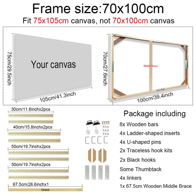 Fifth Avenue Wooden Frames for Canvas Art - Various Sizes -30x40 40x50 60x90cm