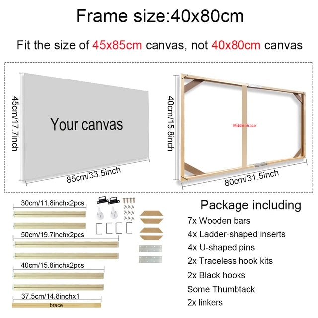 Fifth Avenue Wooden Frames for Canvas Art - Various Sizes -30x40 40x50 60x90cm