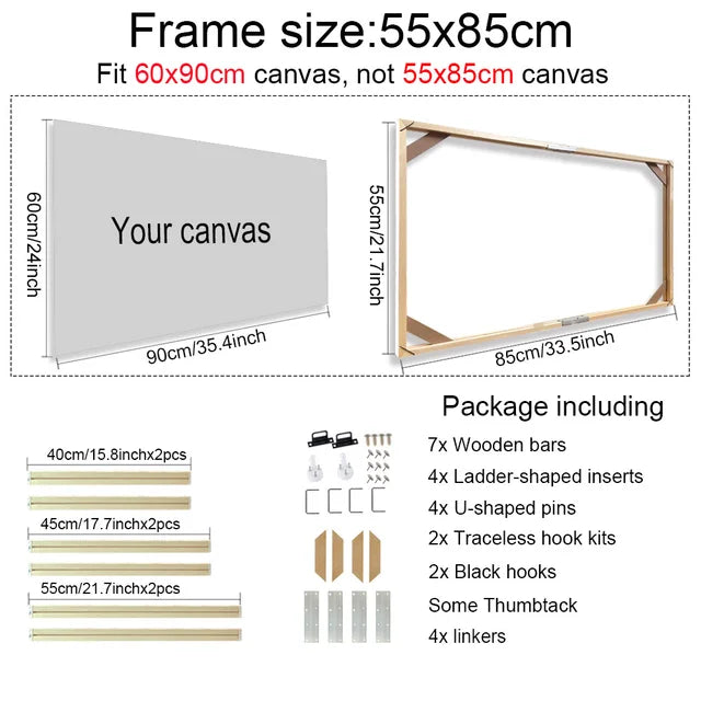 Fifth Avenue Wooden Frames for Canvas Art - Various Sizes -30x40 40x50 60x90cm