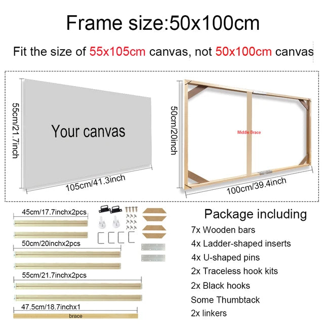 Fifth Avenue Wooden Frames for Canvas Art - Various Sizes -30x40 40x50 60x90cm