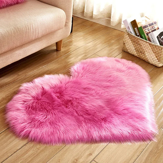 Birmingham Heart-Shaped Faux Fur Shag Rug