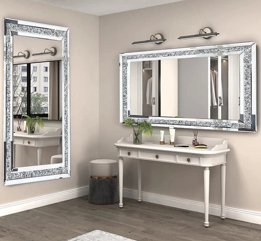 Chelsea Large Silver Crystal Vanity Mirror