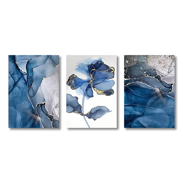 Hudson Blue Series 3-Piece Abstract Canvas Art