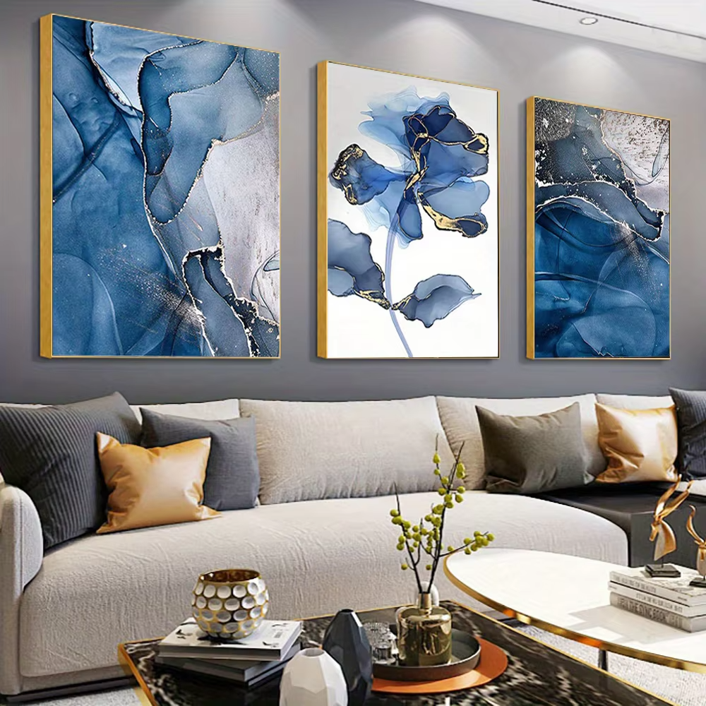 Hudson Blue Series 3-Piece Abstract Canvas Art