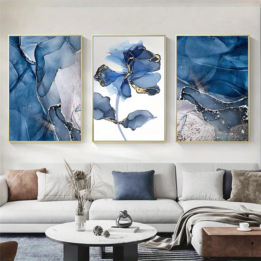 Hudson Blue Series 3-Piece Abstract Canvas Art