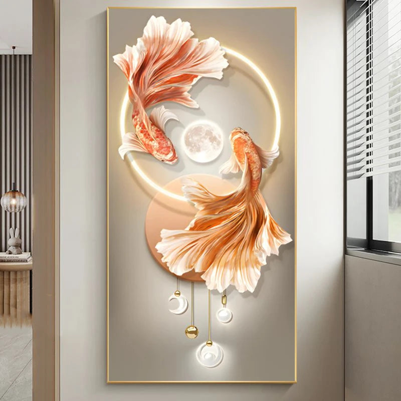 Kenosha Modern Luxury Koi Carp Canvas Wall Art