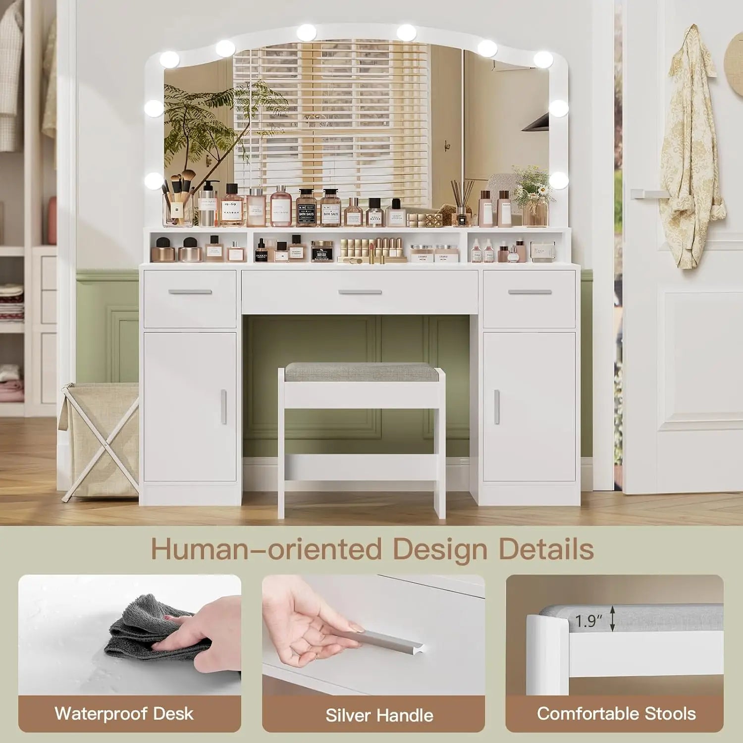 Kodiak LED Makeup Vanity Table with Storage & Lights