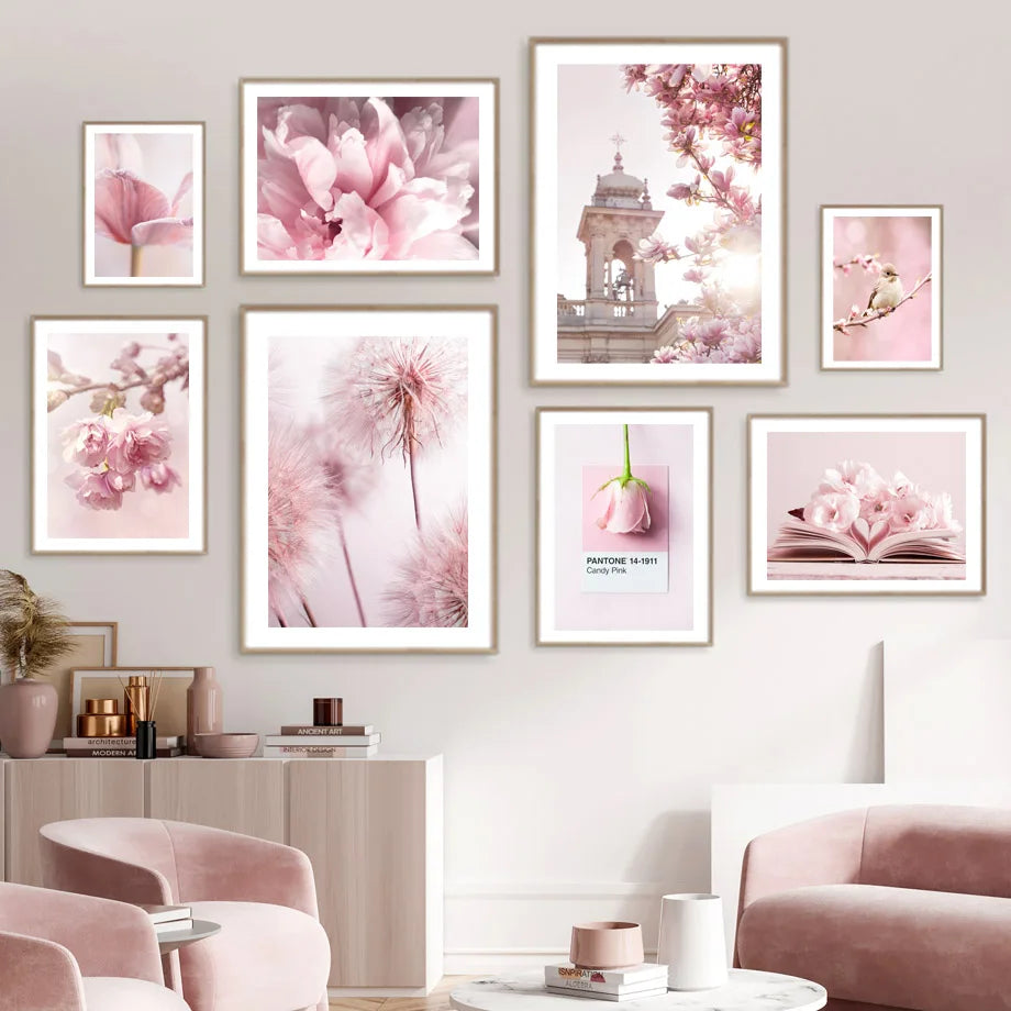 Lush Pink Rose & Orchid Garden Canvas Wall Art