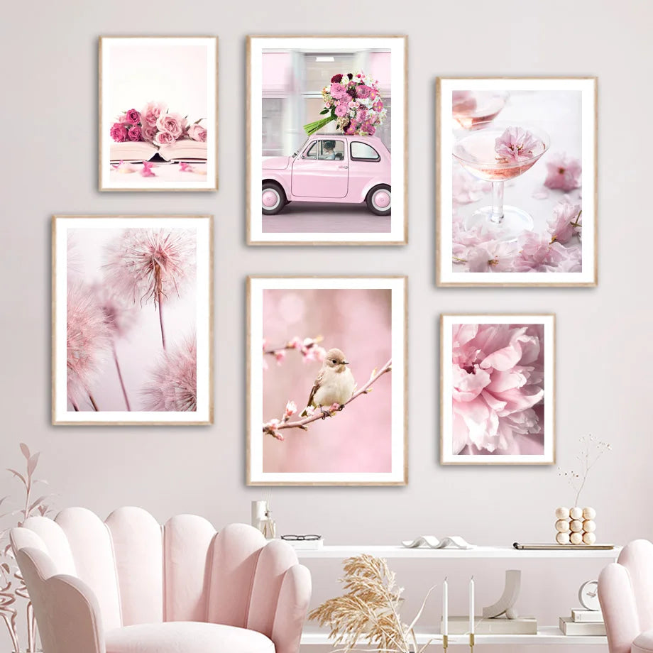 Lush Pink Rose & Orchid Garden Canvas Wall Art