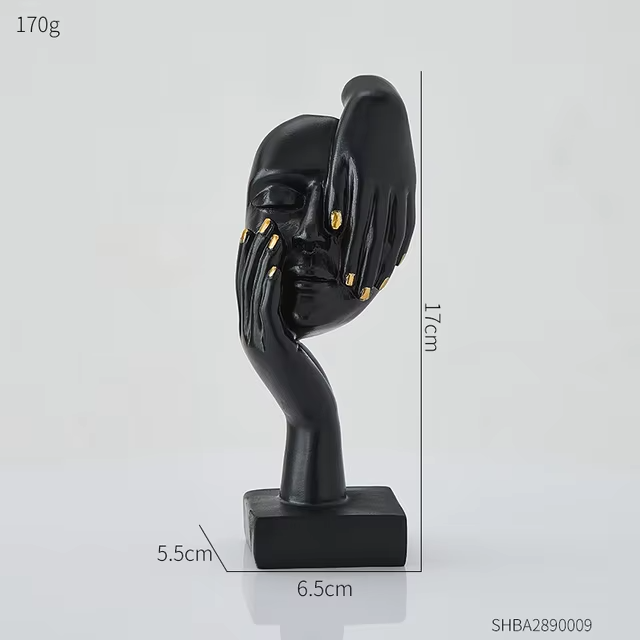 Madera Black Abstract Resin Face Figurine