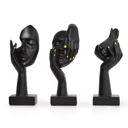 Madera Black Abstract Resin Face Figurine