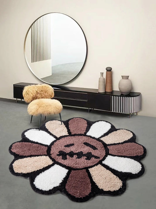 Mesa Smiling Face Tufted Rug Flower Art Rug