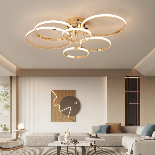 Parkersburg Modern LED Chandelier - Gold/Chrome Ring Light