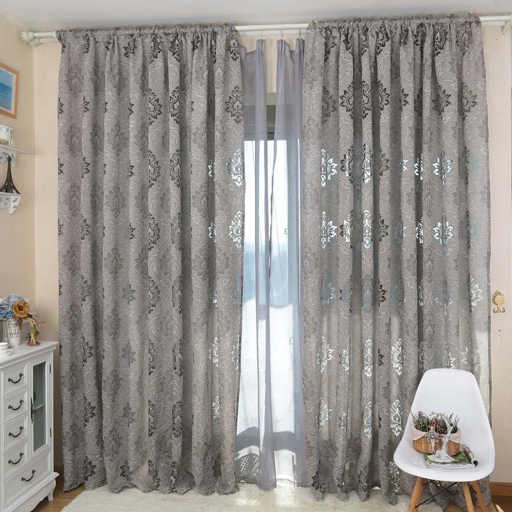 Quebec Jacquard Curtain - Gray