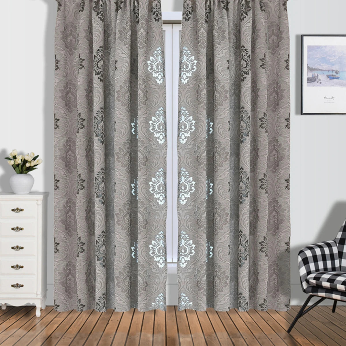 Quebec Jacquard Curtain - Gray