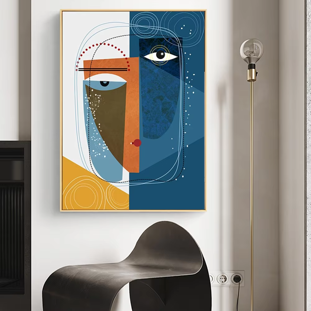 Salem 3PCS Frameless Abstract Geometric Women Face Canvas Paintings