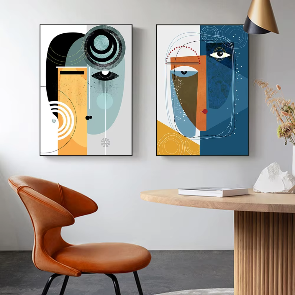 Salem 3PCS Frameless Abstract Geometric Women Face Canvas Paintings