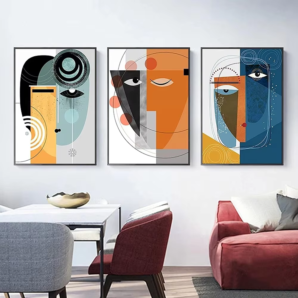 Salem 3PCS Frameless Abstract Geometric Women Face Canvas Paintings