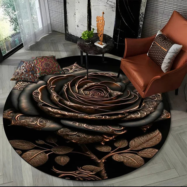 Shasta 3D Luxury Flower Round Rug