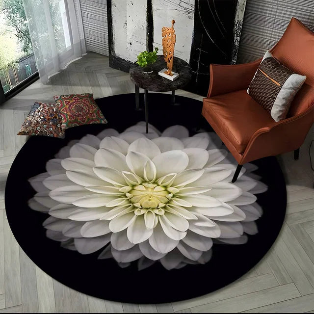 Shasta 3D Luxury Flower Round Rug