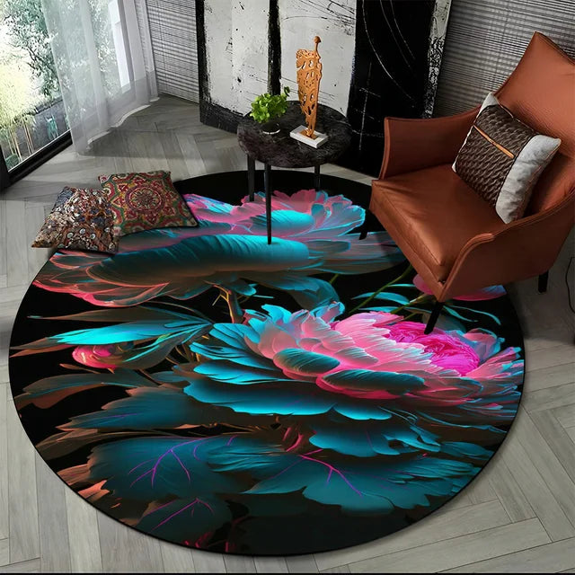 Shasta 3D Luxury Flower Round Rug