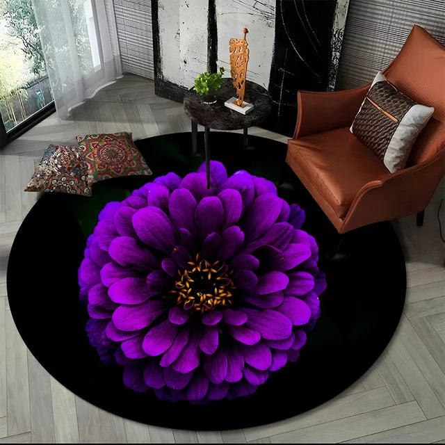 Shasta 3D Luxury Flower Round Rug