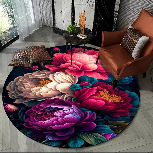 Shasta 3D Luxury Flower Round Rug