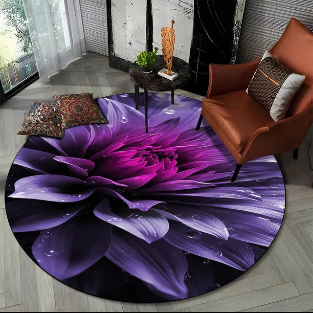 Shasta 3D Luxury Flower Round Rug