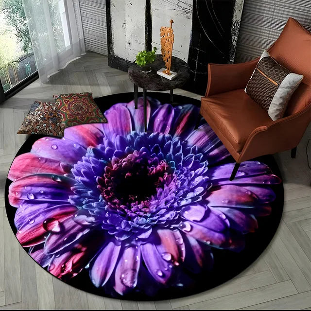 Shasta 3D Luxury Flower Round Rug