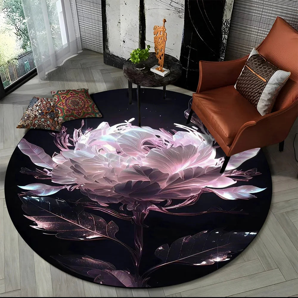 Shasta 3D Luxury Flower Round Rug