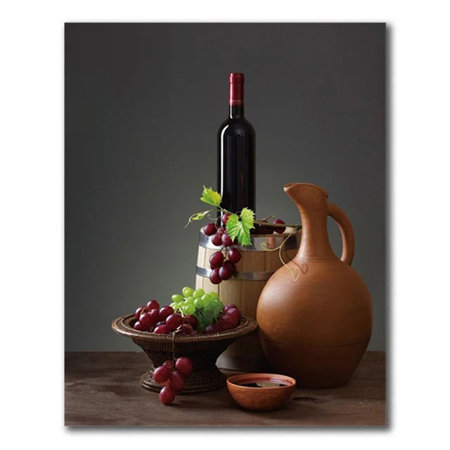 Vancouver Wine & Grape Still Life Canvas Wall Art for Living Room