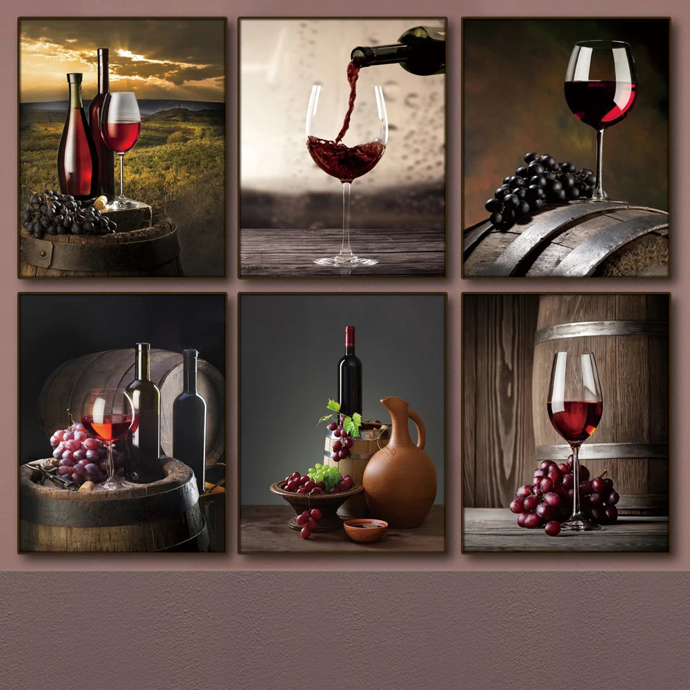 Vancouver Wine & Grape Still Life Canvas Wall Art for Living Room