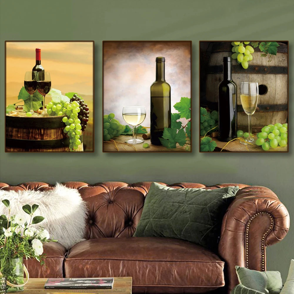 Vancouver Wine & Grape Still Life Canvas Wall Art for Living Room