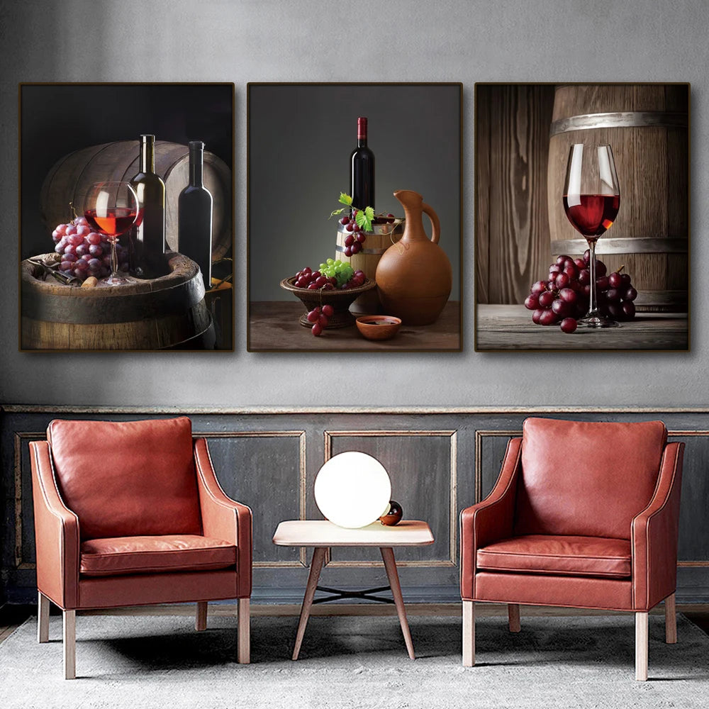 Vancouver Wine & Grape Still Life Canvas Wall Art for Living Room