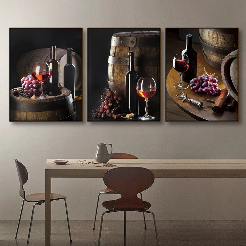 Vancouver Wine & Grape Still Life Canvas Wall Art for Living Room