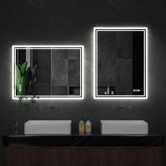 Wheeling LED Frameless Bathroom Mirror - Dimmable & Defog