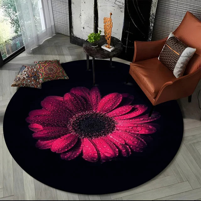 Shasta 3D Luxury Flower Round Rug